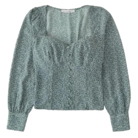 Abercrombie & Fitch Green Floral Long Sleeve Top - Picture 1 of 4